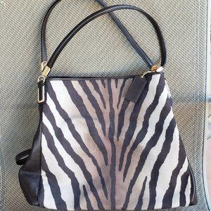 Coach Madison Phoebe Brown Zebra Shoulder Bag Purse